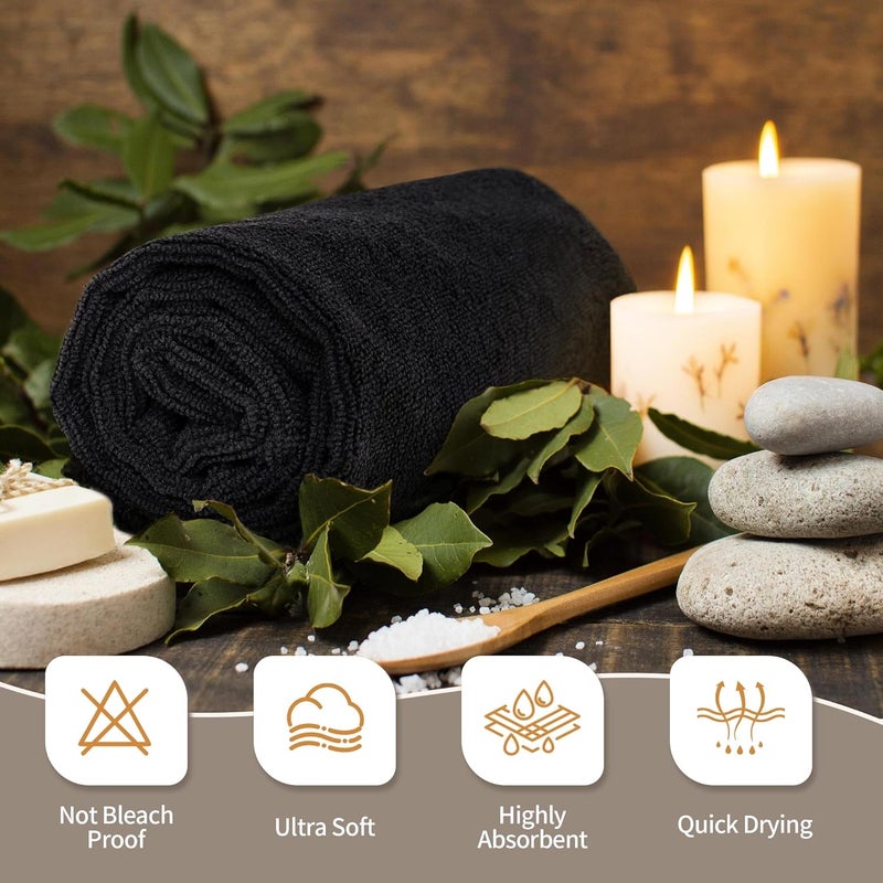 FIXSMITH Salon Towels 12 Pack, Black Hand Towels for Bathroom, Quick Dry Gym Towels, Spa Face Towel, Absorbent Microfiber Towels for Salon, Barber, Gym, Bath, Pedicure and Home Hair Care,16 x 27 in - Image 5